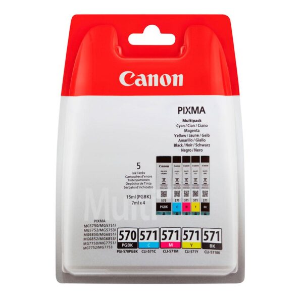 Tinta original Canon Multipack PGI570 / CLI571 / Pack 5 colores / 0372c004