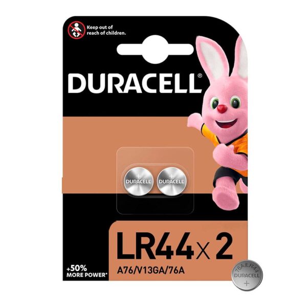 Pila boton Alcalina LR44 Duracell / 1.5V / 76A / A76 / V13GA / Ag13 / (2 Uds)  950383