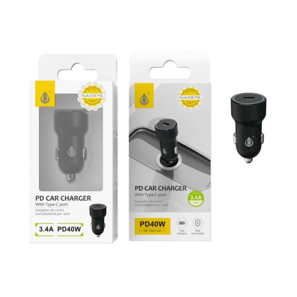 Cargador de coche-mechero Type-C / 40W / Negro / Boris NA0375  / One+ / 2003752