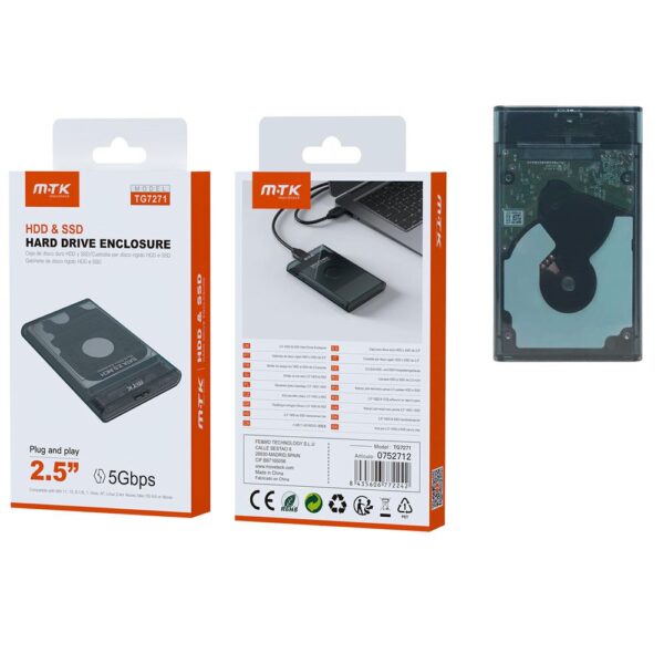 Caja externa 2.5 USB 3.0 Sata / TG7271 / MTK / Negro / 0752712