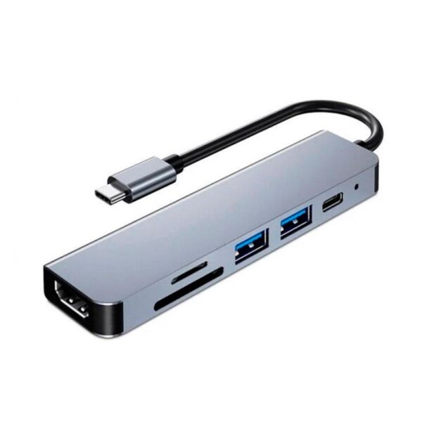 Hub Type-C a 2xUSB 3.0 / Type-C / HDMI 2.0 4K / Lector Tarjetas / 3Go / HUB3UCRH4K