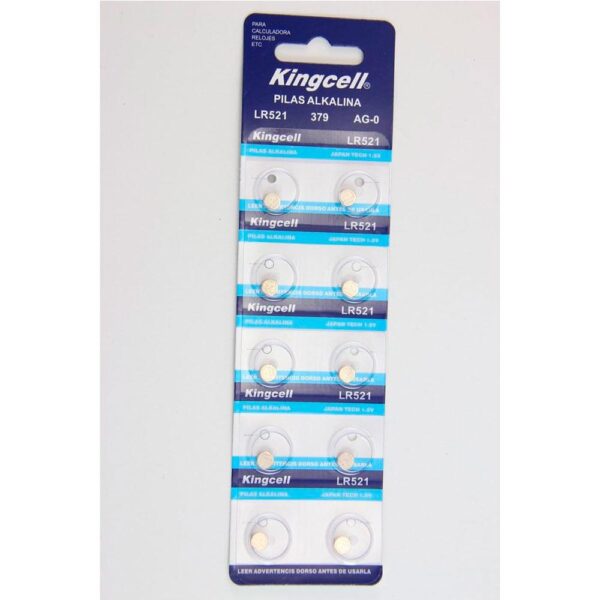 Pila boton Alcalina LR521 Kingcell/ 12V / Ag0 / (10 Uds)