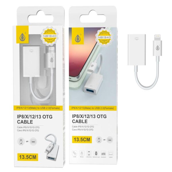 Adaptador OTG lightning a USB hembra / NB1340 / 13.5cm / Blanco / One +