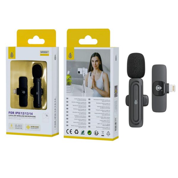 Microfono mini  Bluetooth con clip NR9567 / Lightning / Bateria 60 mAh / Negro / One+ / 2905672