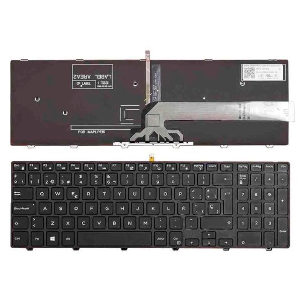 Teclado compatible para portátil DELL Inspiron 15-5000 series 5521 / 5542 / 5547 Retroiluminado / Negro