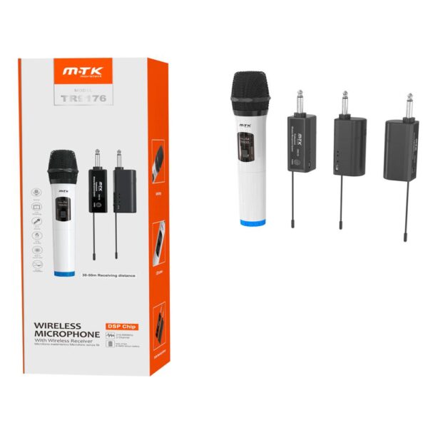 Microfono inalambrico con receptor TR9176 / 30-50m / Blanco / MTK