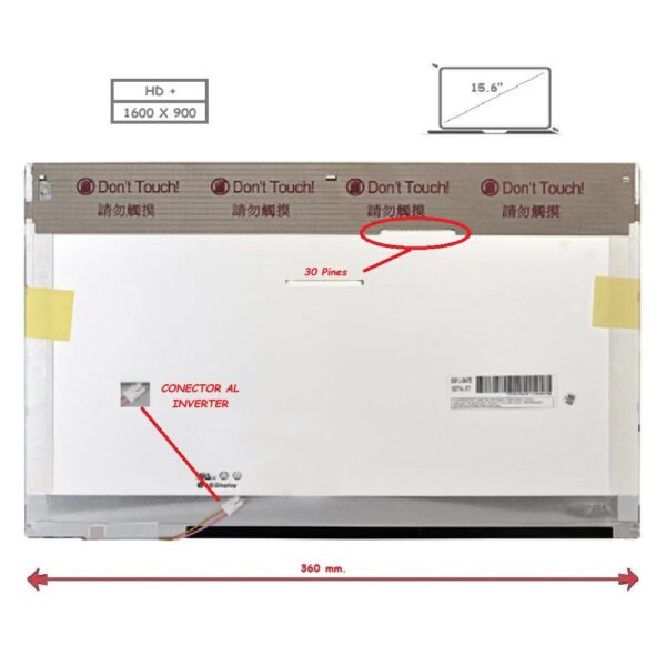 Pantalla para portátil LCD 15.6" 30 pines WXGA