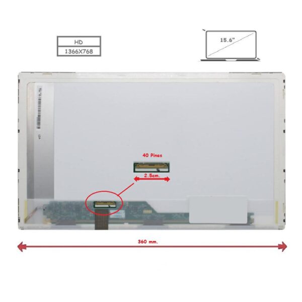 Pantalla para portátil LED 15.6" 40 Pines WXGA Multimarca