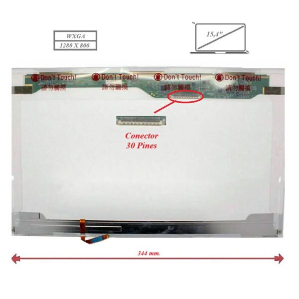 Pantalla para portátil LCD 15.4" Conector Flex