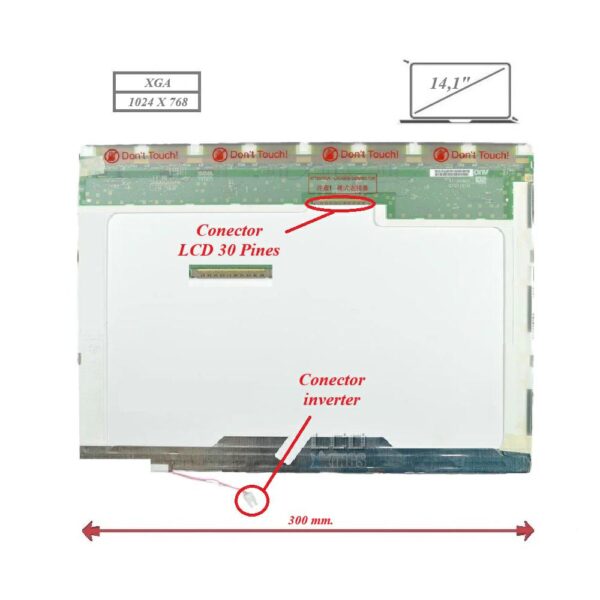 Pantalla para portátil LCD 14.1" 30 pines XGA Cuadrada
