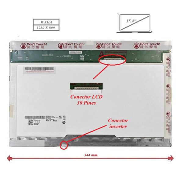 Pantalla para portátil LCD 15.4" 30 pines WXGA