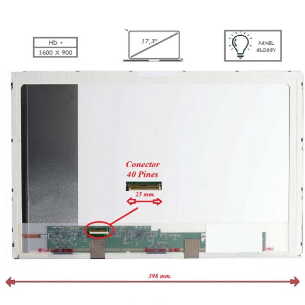 Pantalla para portátil LED 17.3" 40 Pines 1600x900 Brillo